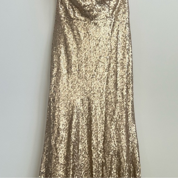 Revelry Bardot Sequin Off Shoulder Gold Gown Maxi Size 18 Bridesmaid NYE Holiday - Picture 4 of 16